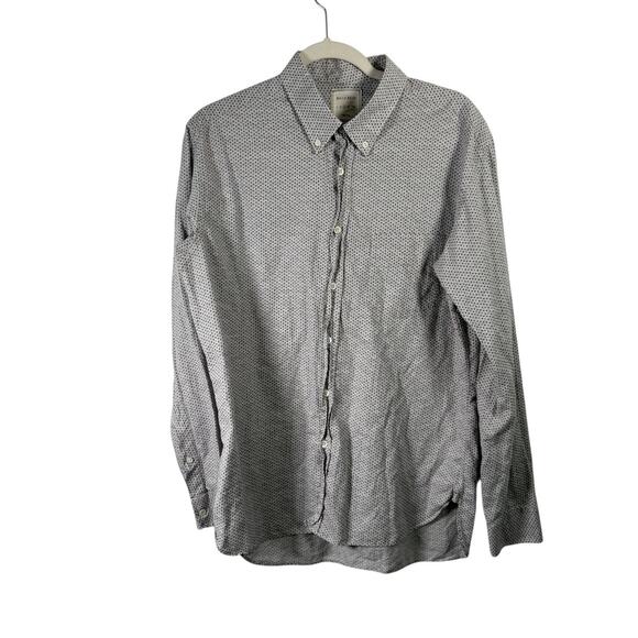 Billy Reid Slim Cut Long Sleeve Button Down Shirt Geometric Office Mens Large - Picture 1 of 5